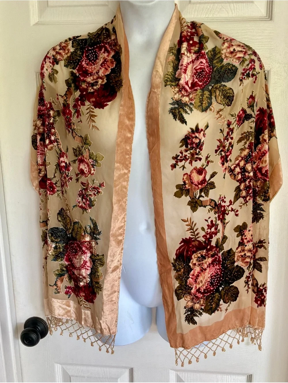 Burnout velvet silk scarf/wrap